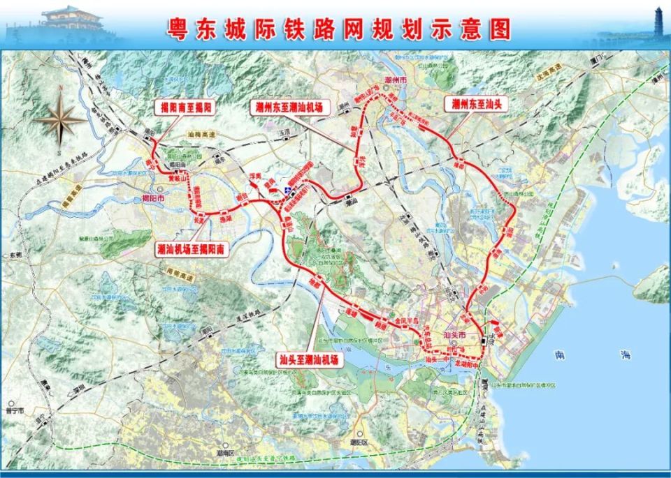 揭阳新建高铁的路线图图片