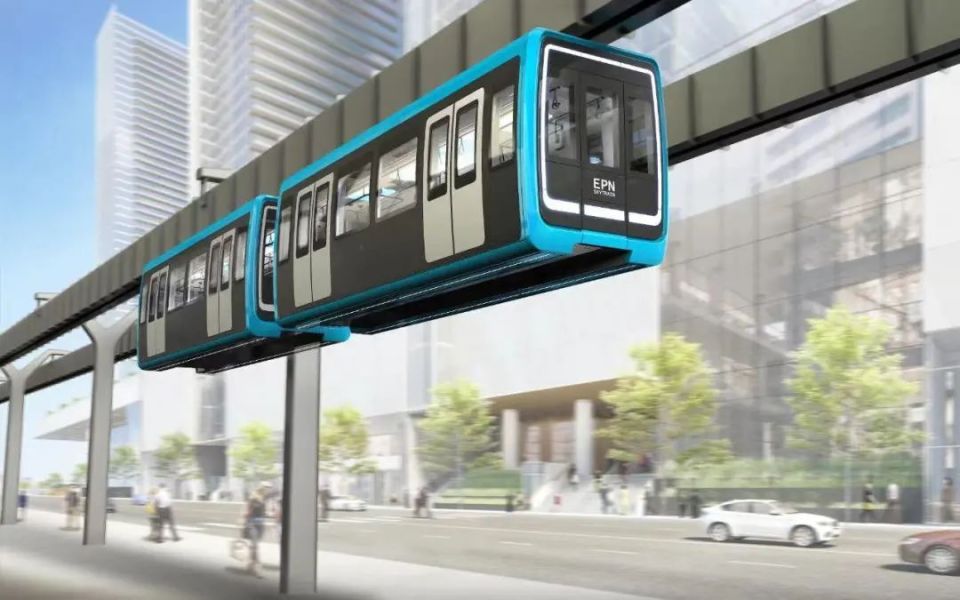 太炫宝山的地铁可以天上飞轨道在车厢头顶悬挂式凌空飞行上海首条空铁