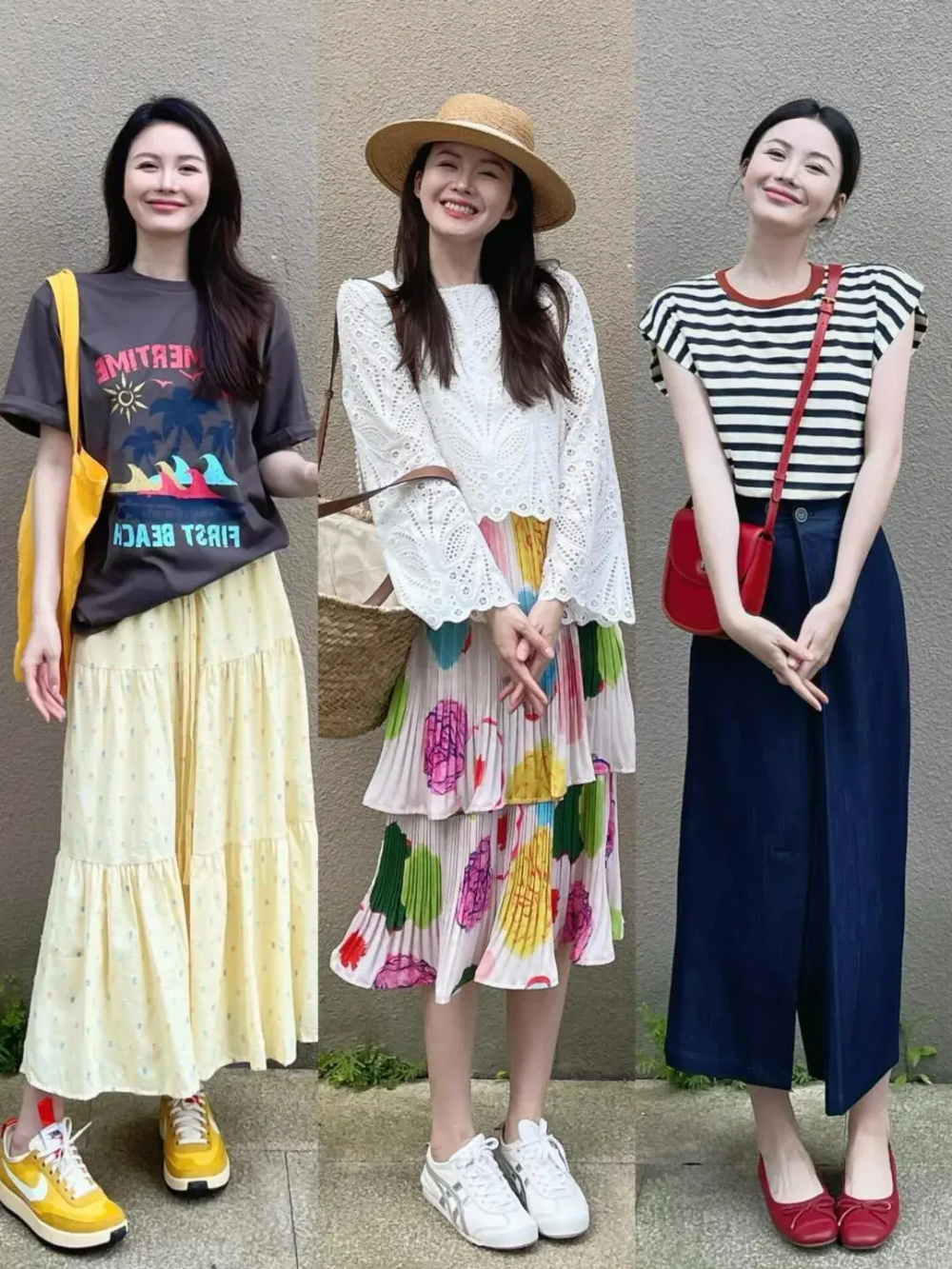 再结合白色这样清爽的颜色之后,可以说是温柔至极,下半身的半身裙