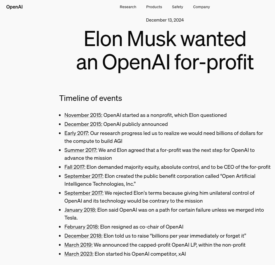 OpenAI披露的双方沟通信息时间线