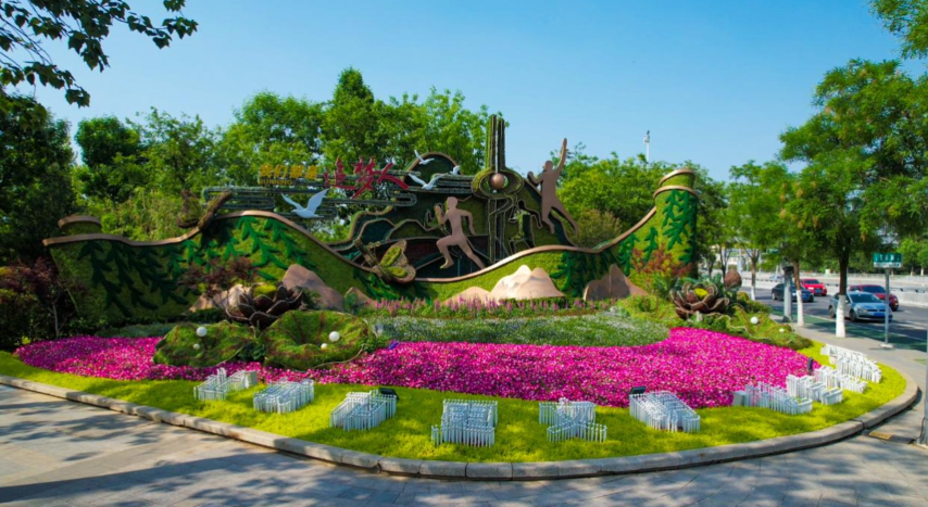 500万盆花卉扮靓济南街头