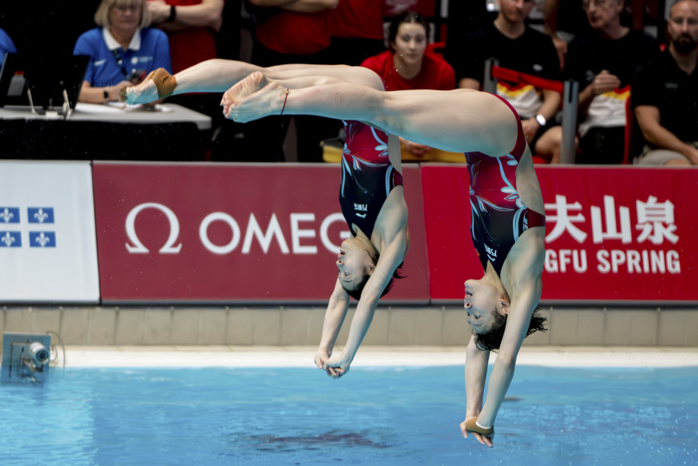 跳水世界杯蒙特利尔站昌雅妮陈艺文女双三米板夺冠