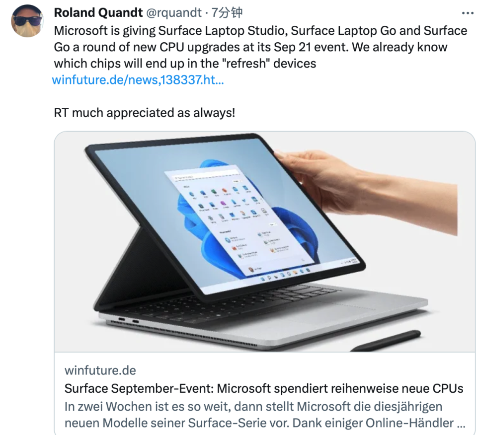 微软9 月21 日发布会爆料：三款Surface 产品处理器更新-腾讯新闻