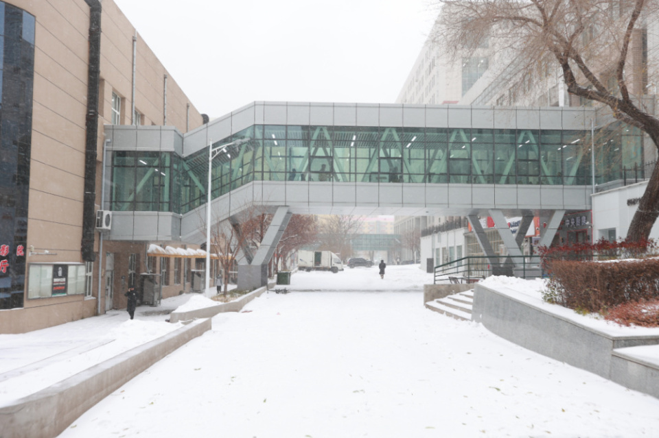 哈尔滨工业大学室外冰天雪地暖廊温暖如春