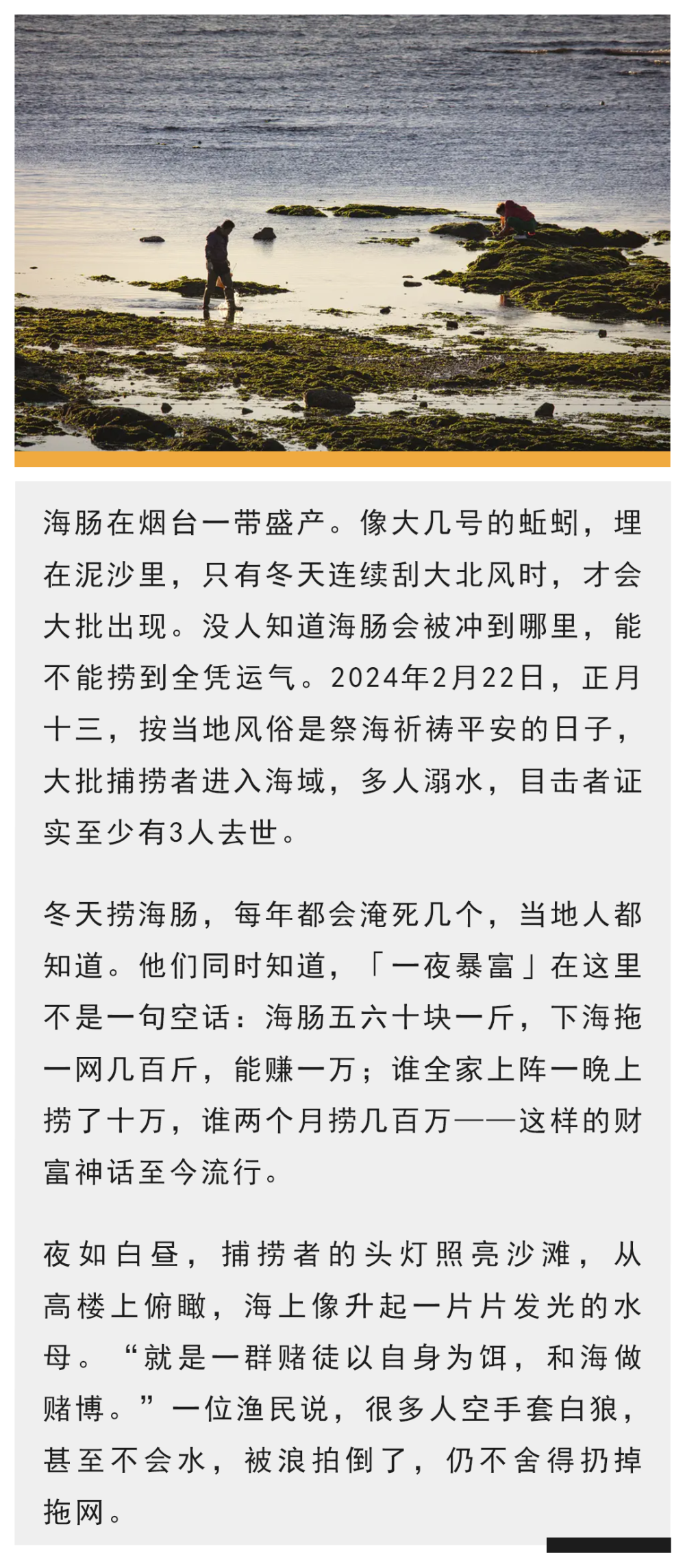 在烟台捞海肠,冒死和大海赌一把_腾讯新闻
