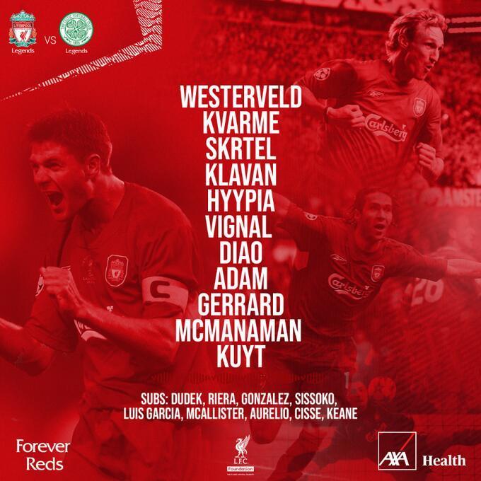 利物浦传奇赛首发：杰拉德领衔，斯科特尔、库伊特、海皮亚出战_腾讯新闻