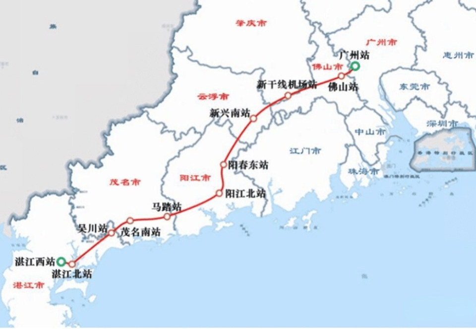 广湛高铁线路图及站点图片