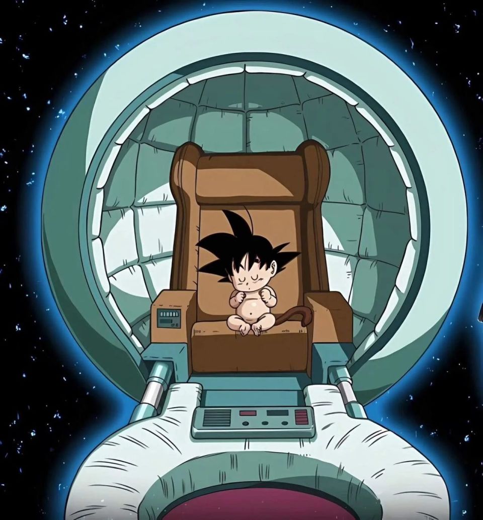 《龙珠》动漫的主角,由于孙悟空还是一个婴儿,因此乘坐这种飞船还是