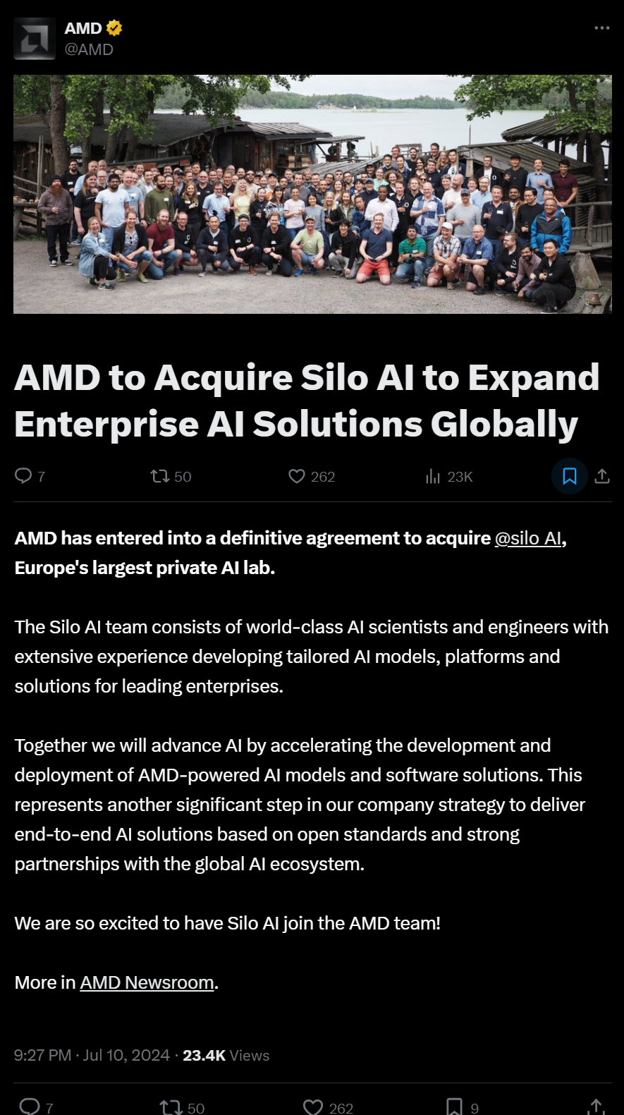 amd在官推上公布了这一爆炸性新闻之后,一夜之间获得了大量关注.