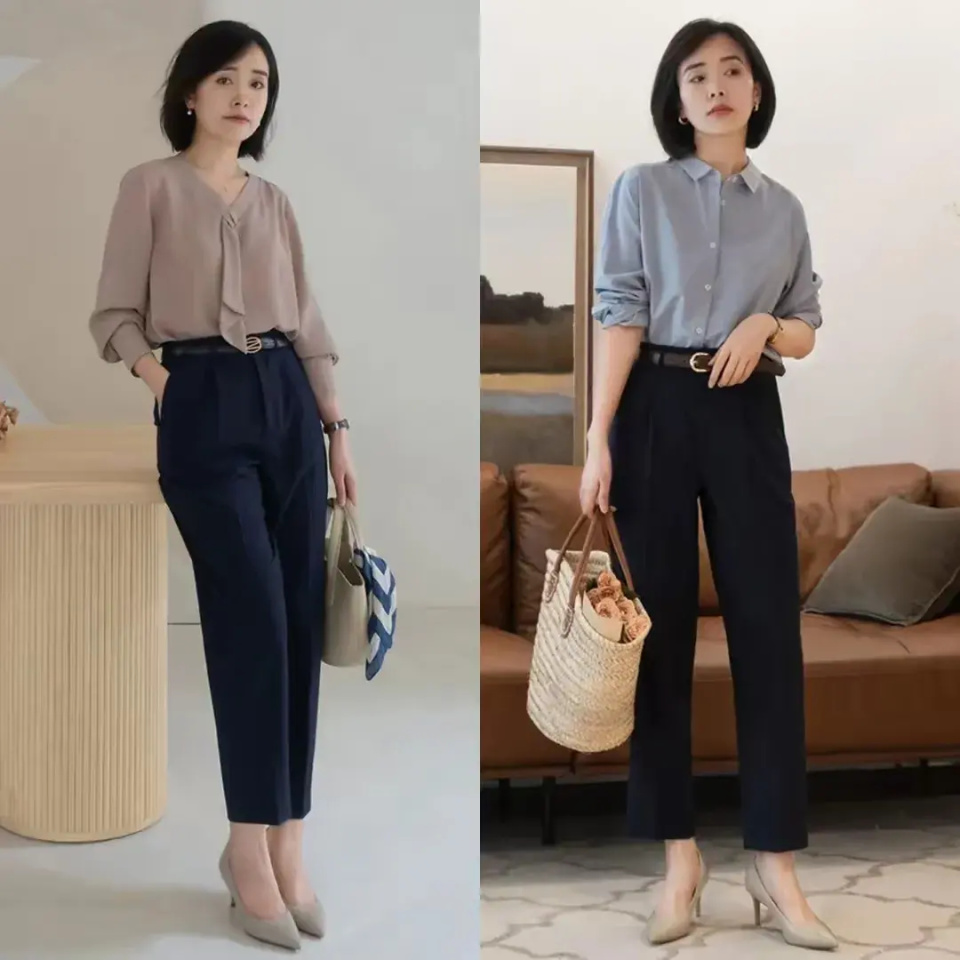 建议中年女人:秋季穿衬衫,先学会这3组搭配方法,好看又高级