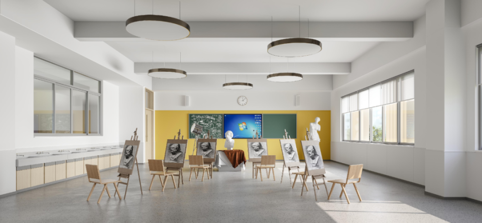 美术教室△音乐教室项目于2023年9月启动目前综合楼主体结构陆续