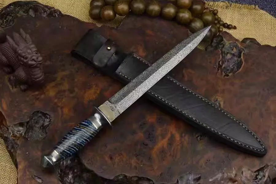 钢铁的艺术,男人的极致追求——马赛克大马士革钢短剑