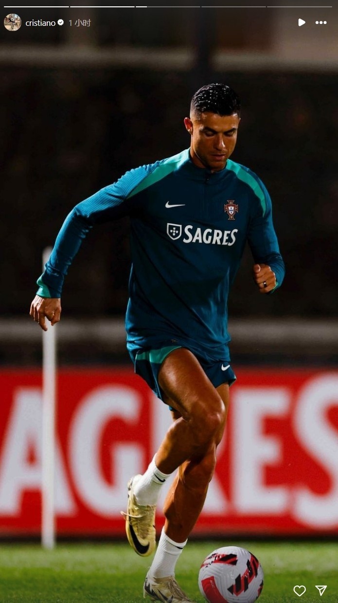 准备出战斯洛文尼亚c罗社媒晒国家队训练照