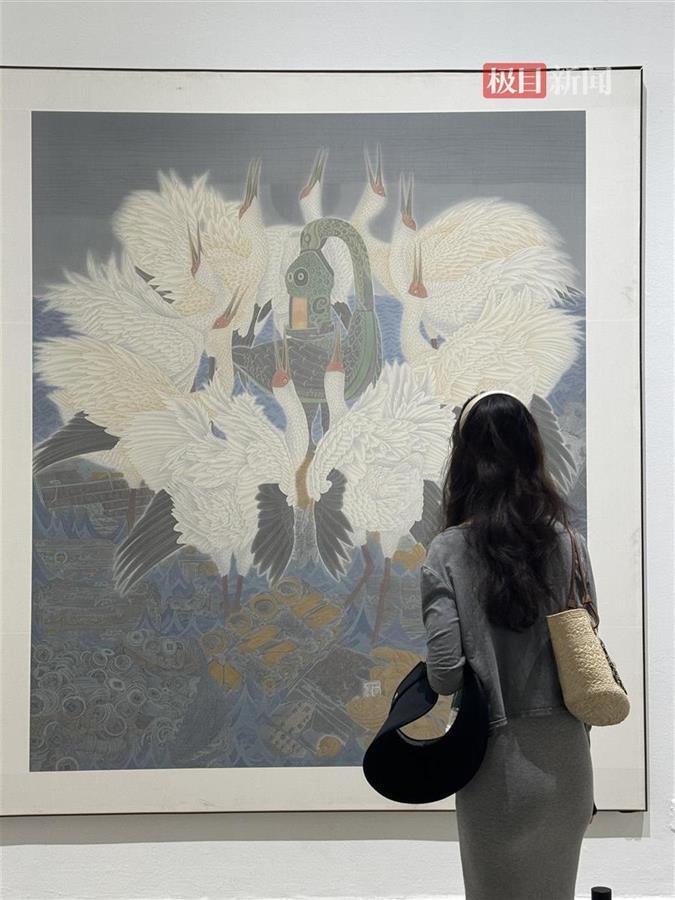 王筱丽,王筱燕的作品《邦畿千里·正月正》,用团块和线条构成展