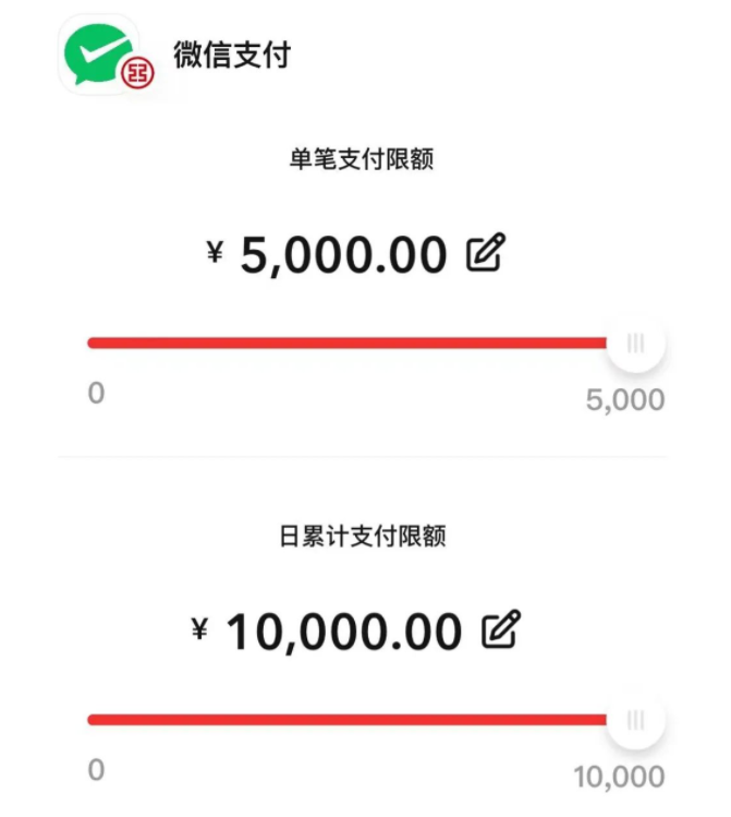 單筆支付最高限額5000元,日累計支付限額10000元,用戶可以對限額進行