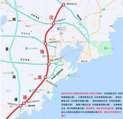 黄岛西枢纽立交(s7602港2号高速公路),董家口枢纽立交(s
