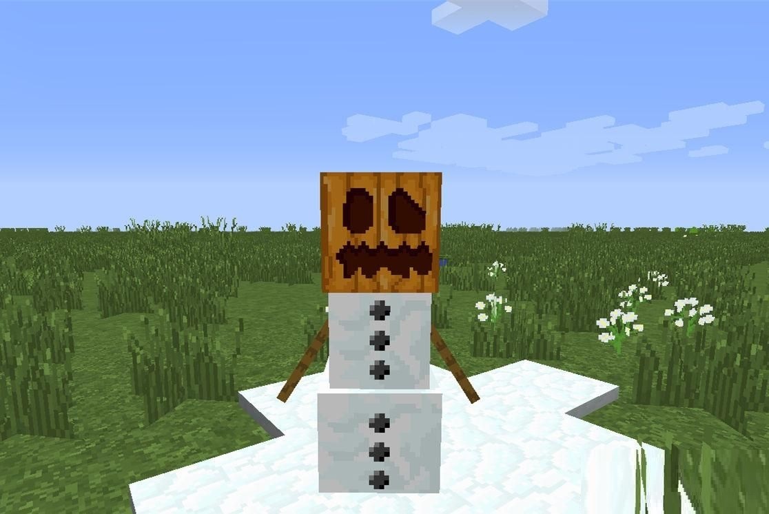 《迷你世界》里的雪傀儡怎么做?两块雪和一个南瓜头就可以完成!