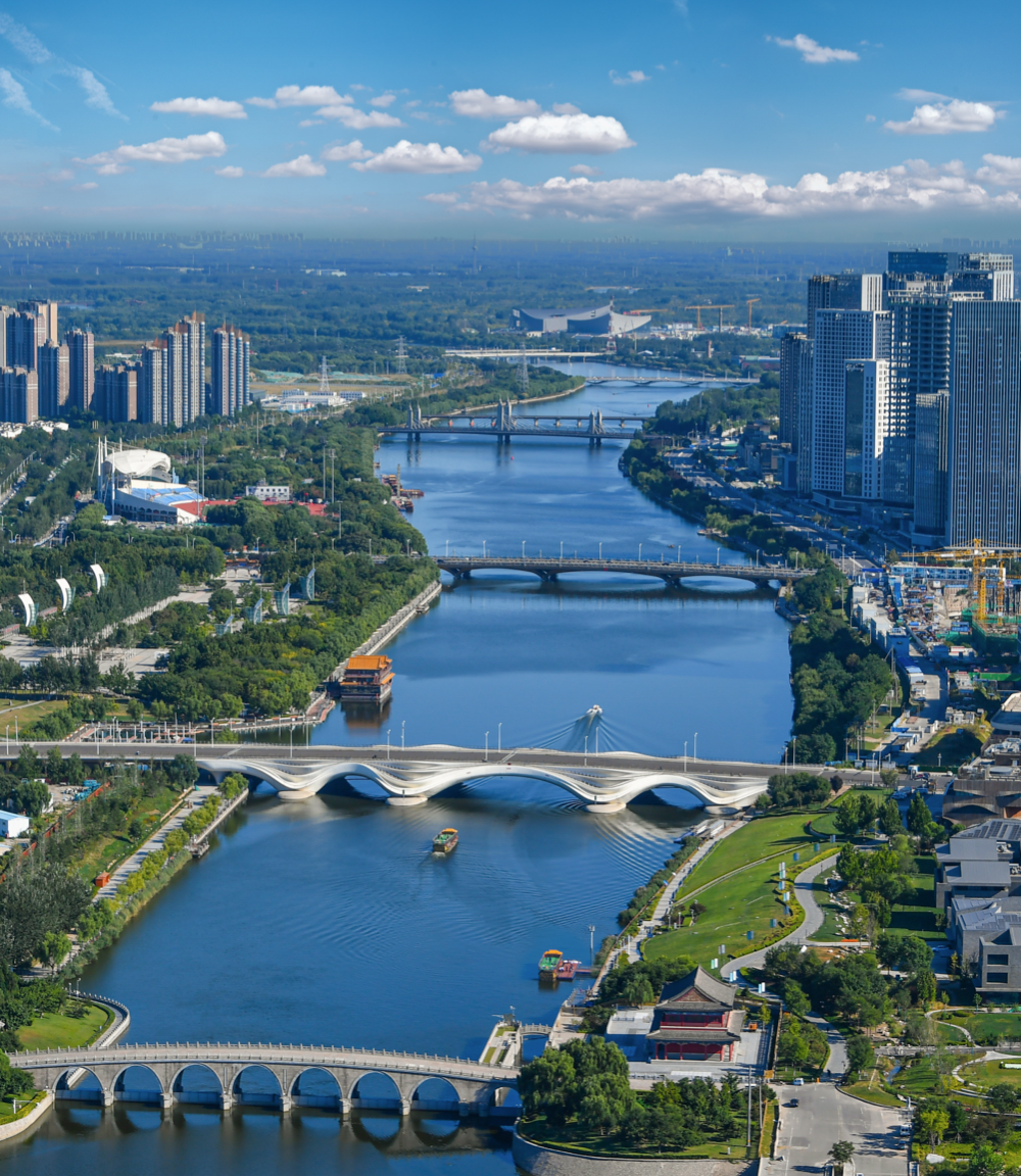 航拍瞰城市副中心运河两岸美图