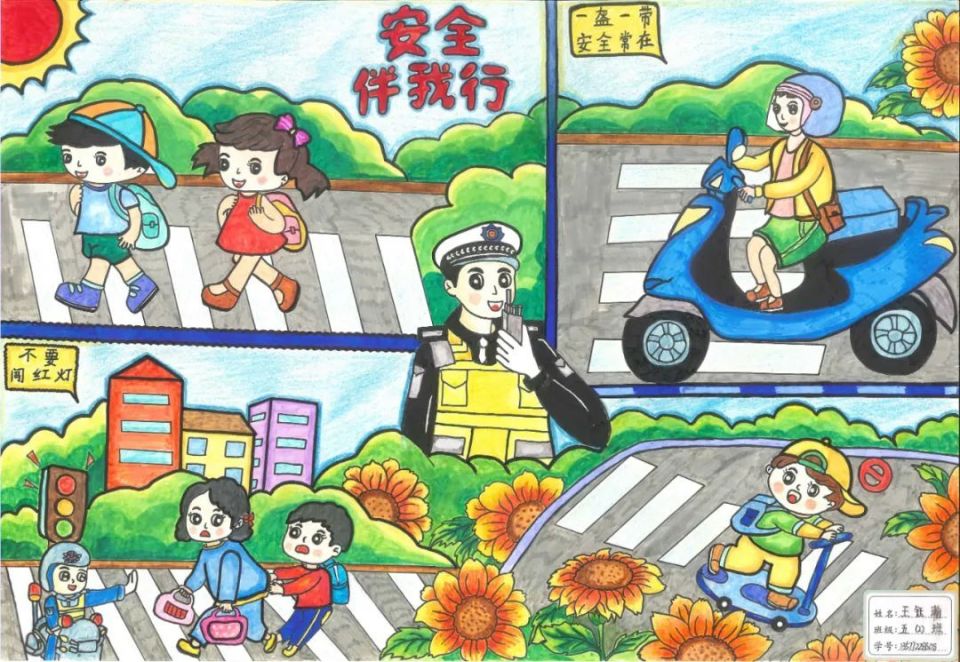 交通安全漫画 一等奖图片