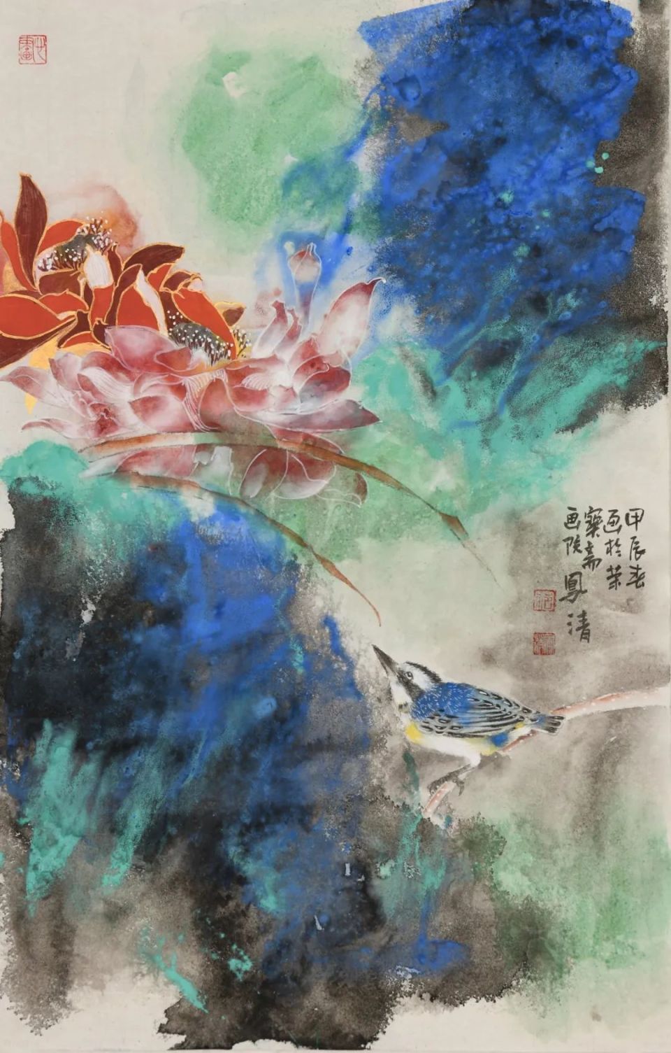 专注一念 砚田耕作丨范凤清泼彩荷花作品欣赏