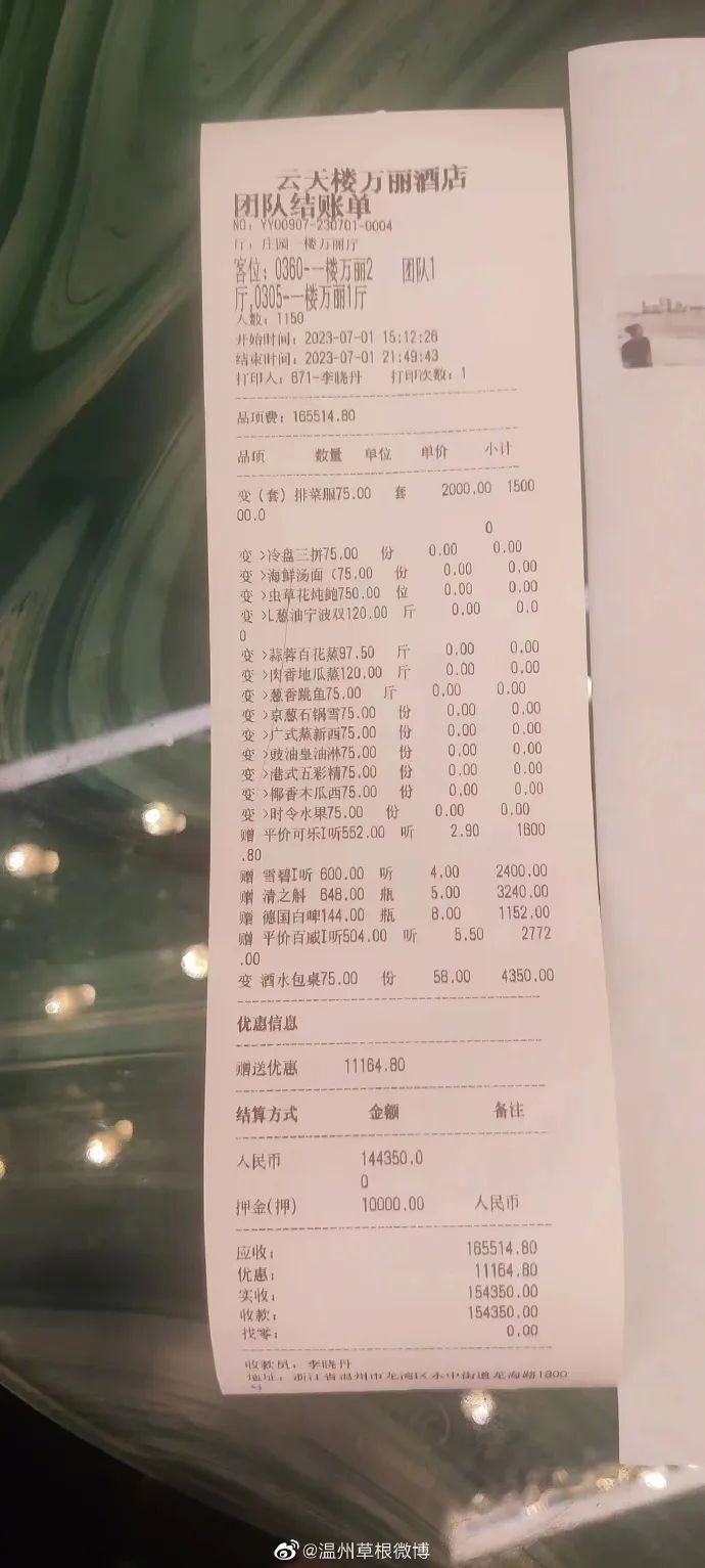 温州知名酒店出事,75桌饭菜全不对劲
