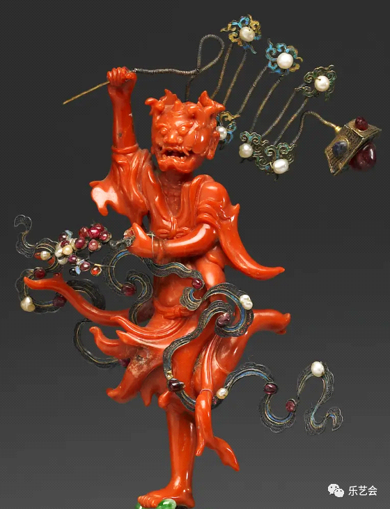 時代物 銅胎 漆器 朱漆金箔 魁星点斗 独立鰲頭（学業有成）吉祥置物