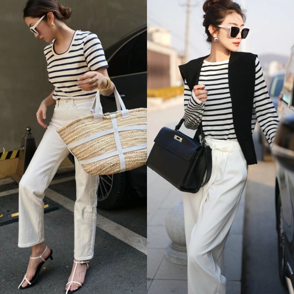 喜欢穿"条纹衫"的女人,夏天不要错过这四种搭配思路,太洋气了