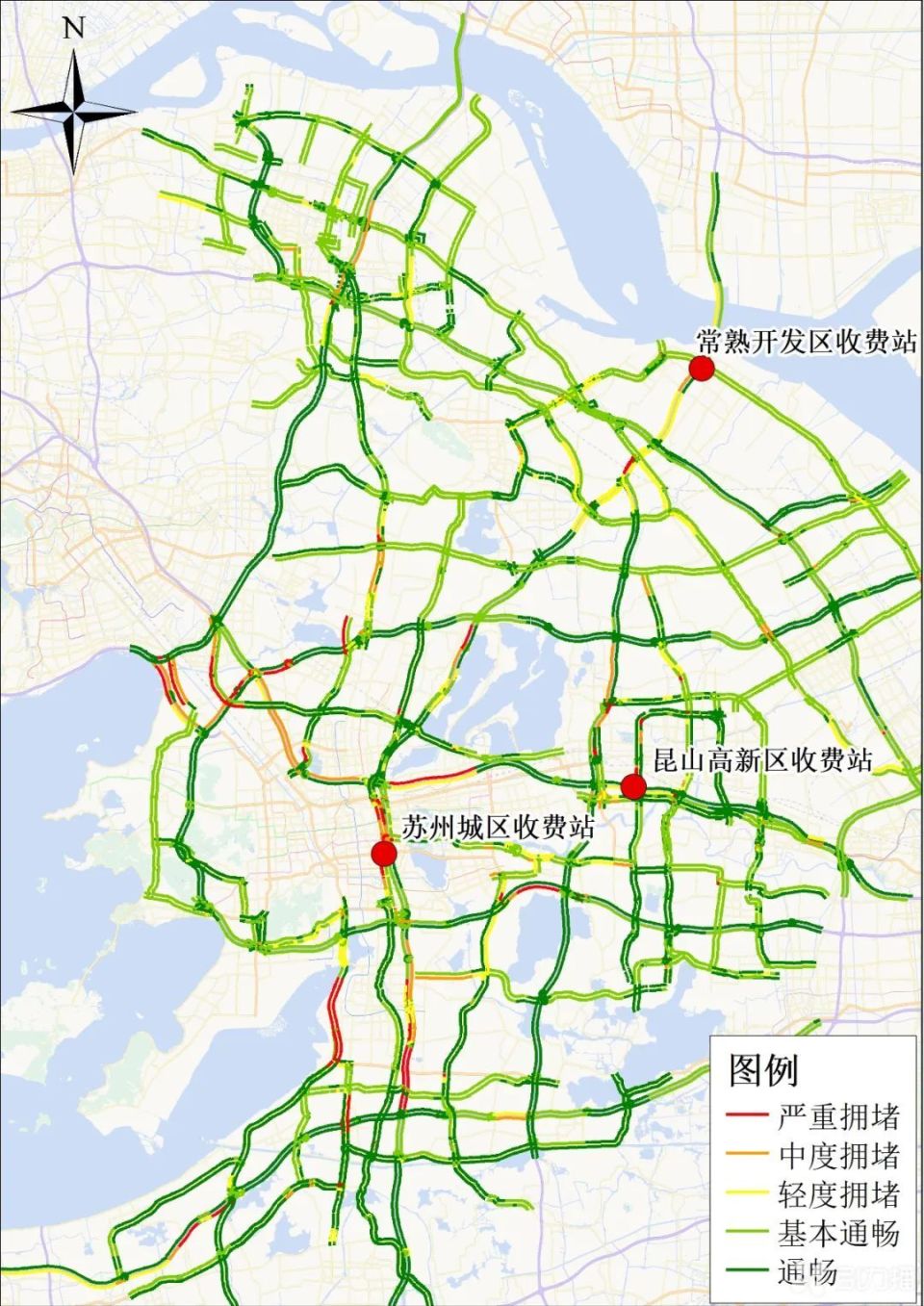 苏州市高速公路流量将开始攀升,高峰时段将出现在17-19时,最高小时