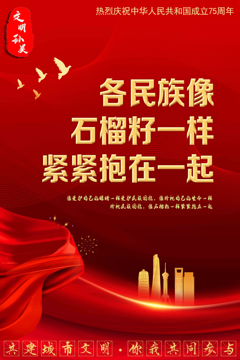 共建城市文明 你我共同参与丨各民族像石榴籽一样紧紧抱在一起