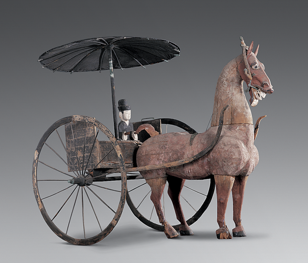 在没有汽车,高铁,飞机的古代这辆马车,来自汉代自带遮阳伞,四面无遮挡