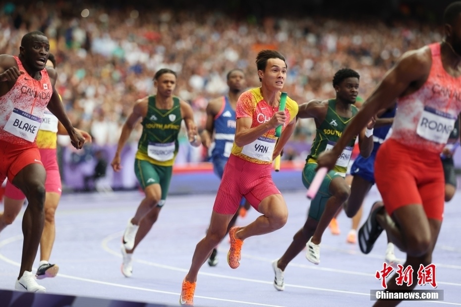 (巴黎奥运)田径男子4x100米接力决赛:中国队获得第七名