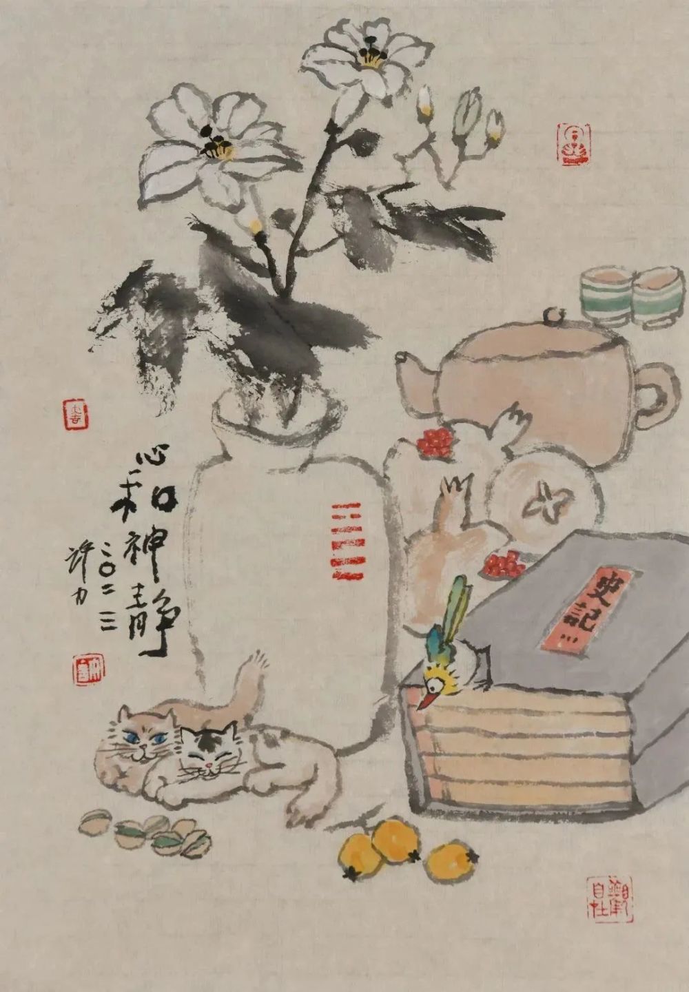 书画家的红围巾丨许力