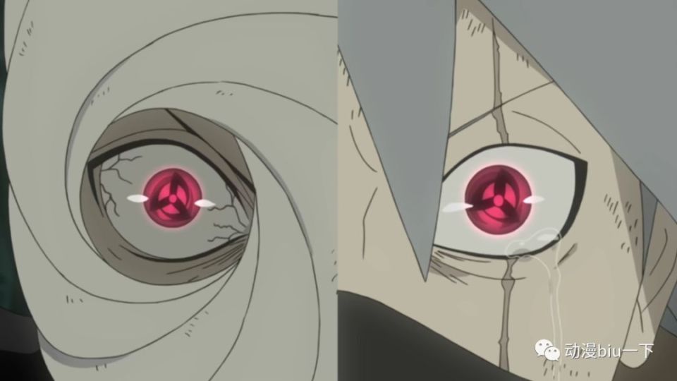 带土的内心世界直接崩塌,而他的写轮眼也从双勾玉直接进化成了万花