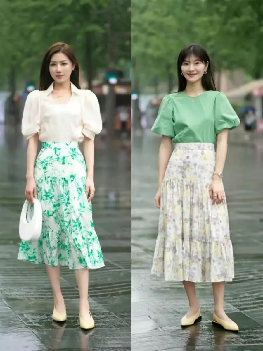 入夏后的"半身裙"高级穿,搭配衬衫针织衫轻松变美,高级显气质