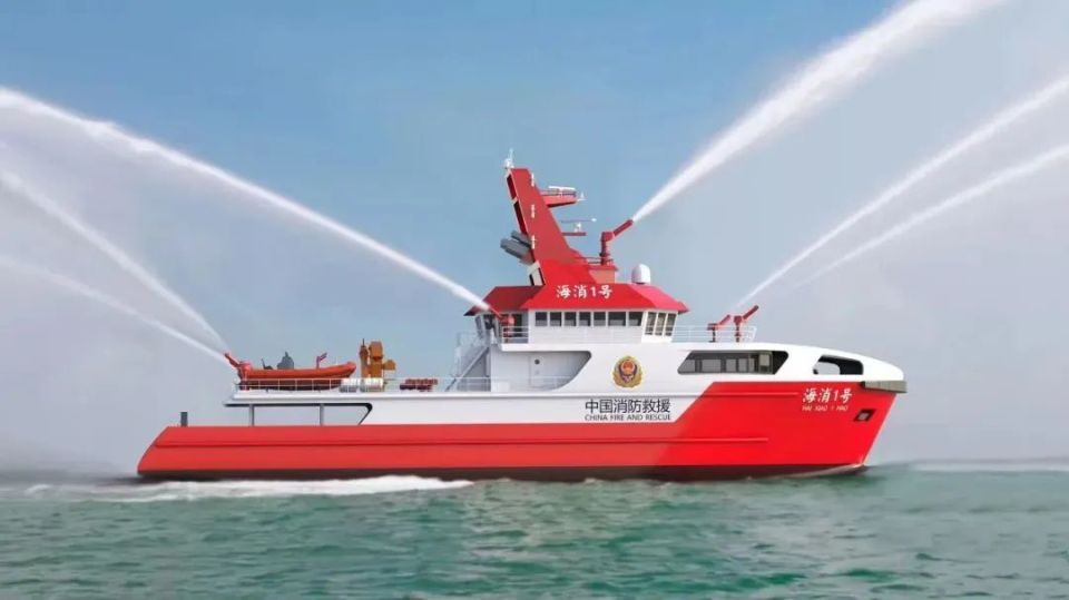 的千吨级专业消防船全回旋可调舵桨带动力定位系统作为一艘x按住画面