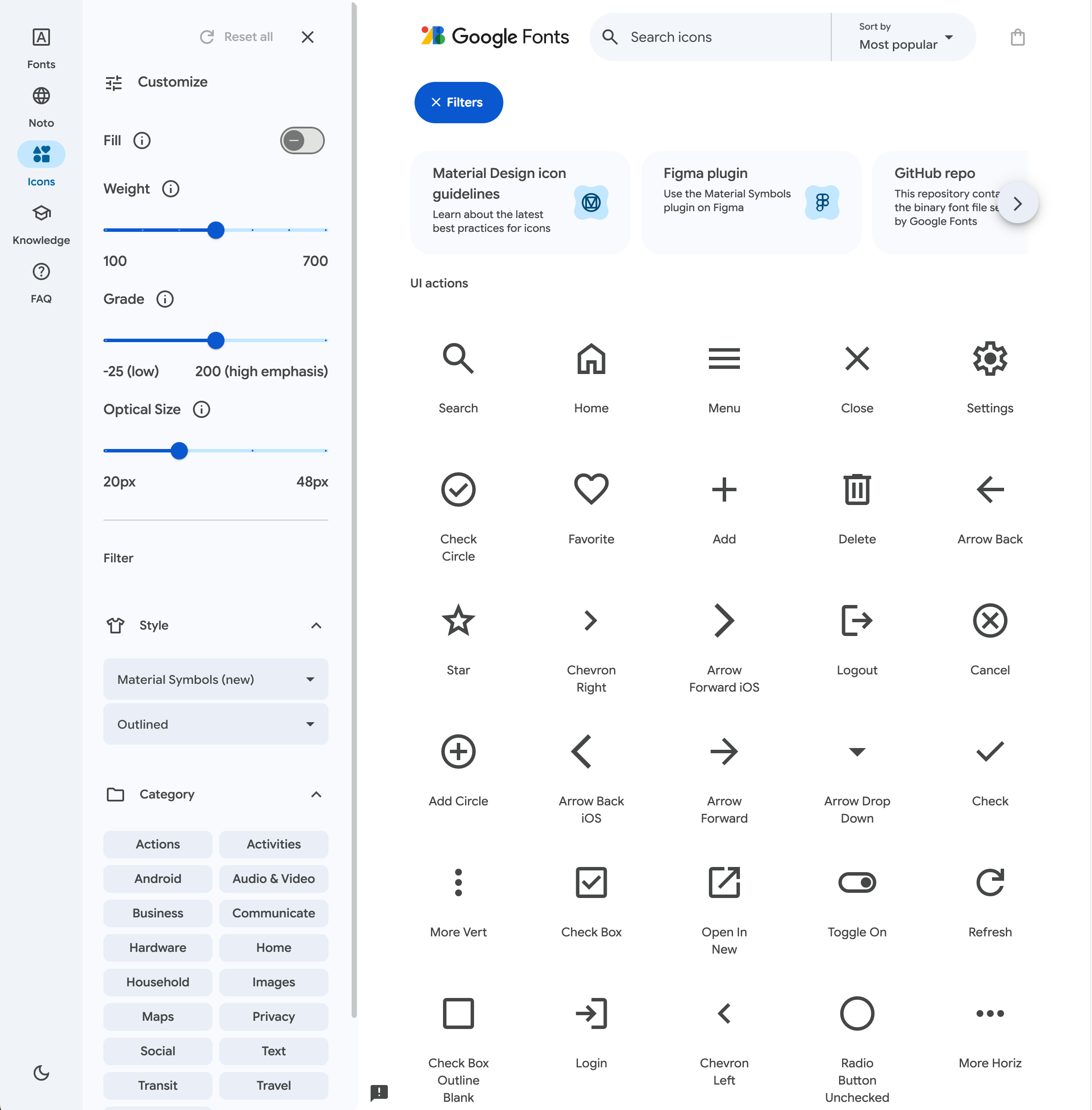 Material Symbols官网