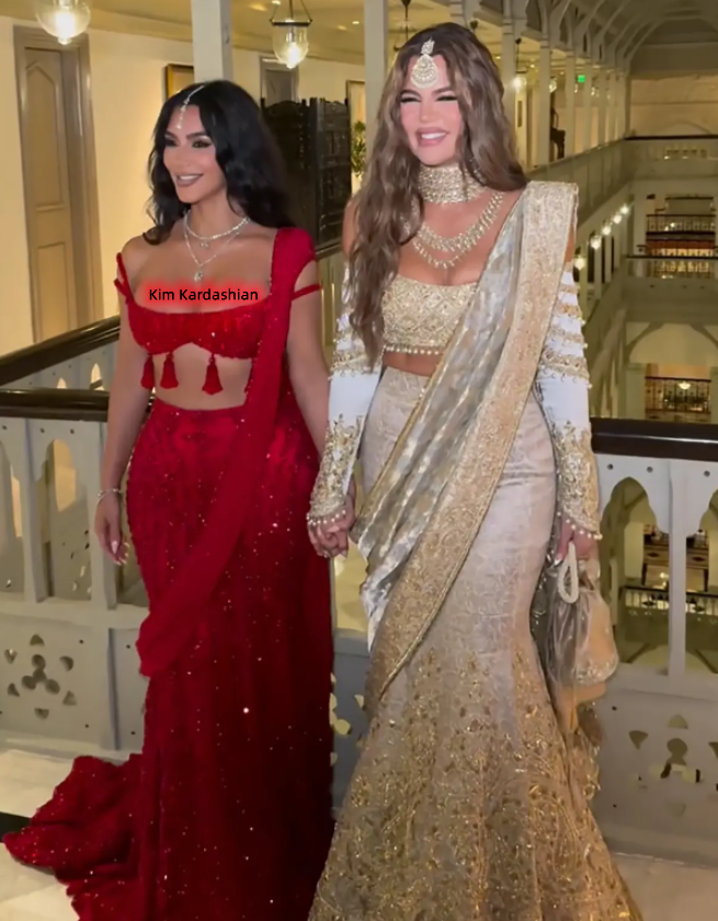 卡戴珊姐妹一身珠光宝气亮相印度首富之子婚礼,真人秀女星派头足
