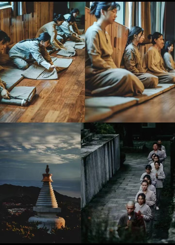 (网友分享的禅修生活图)然而,短短一周的禅修生活真的就能让人变成"新