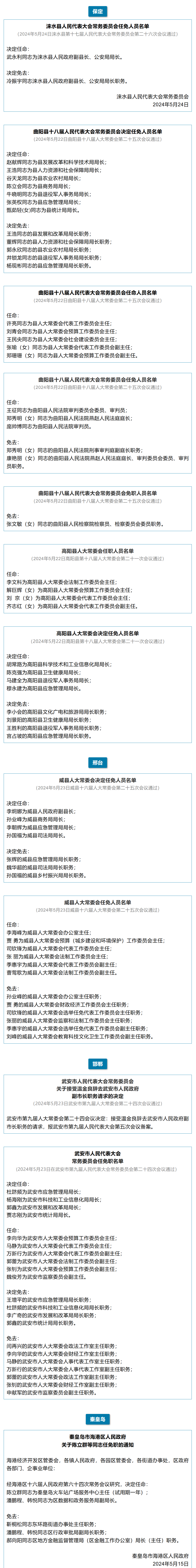 河北4市最新任免