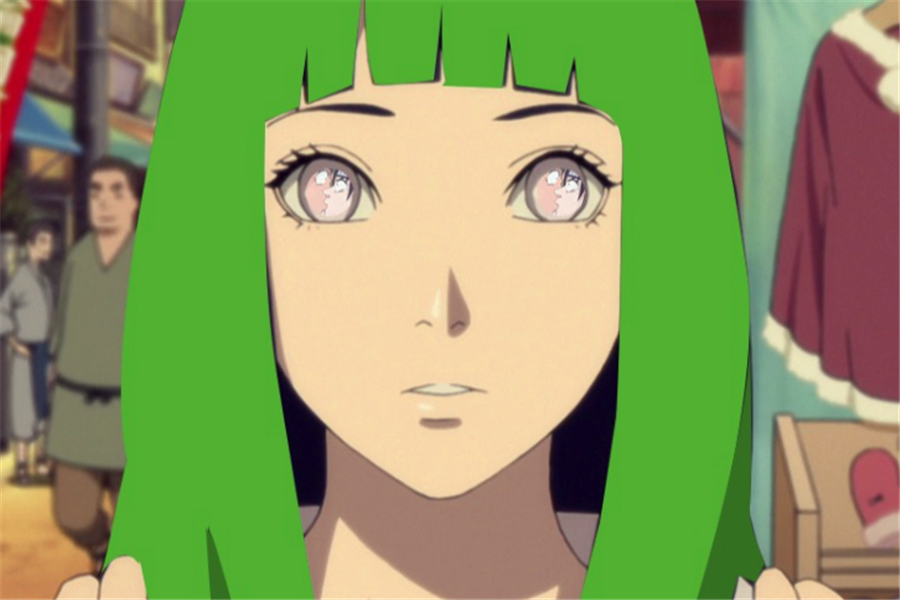 火影忍者:当日向雏田染发,蓝灰色很好看,绿色特别应景