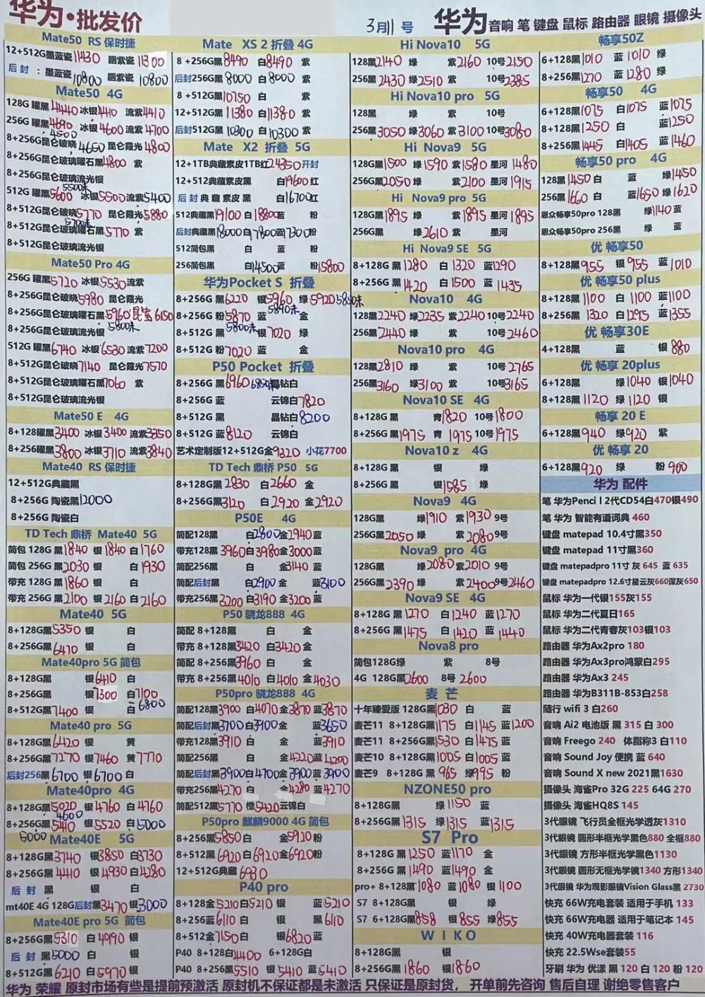 深圳華強北手機批發報價單2023年3月11日