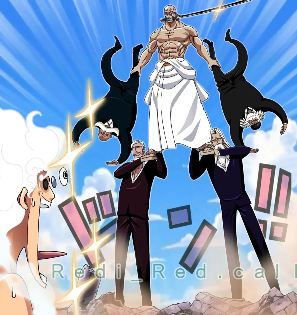 海贼王1110话情报:五老星全员登场,路飞战败,龙霸气救场了