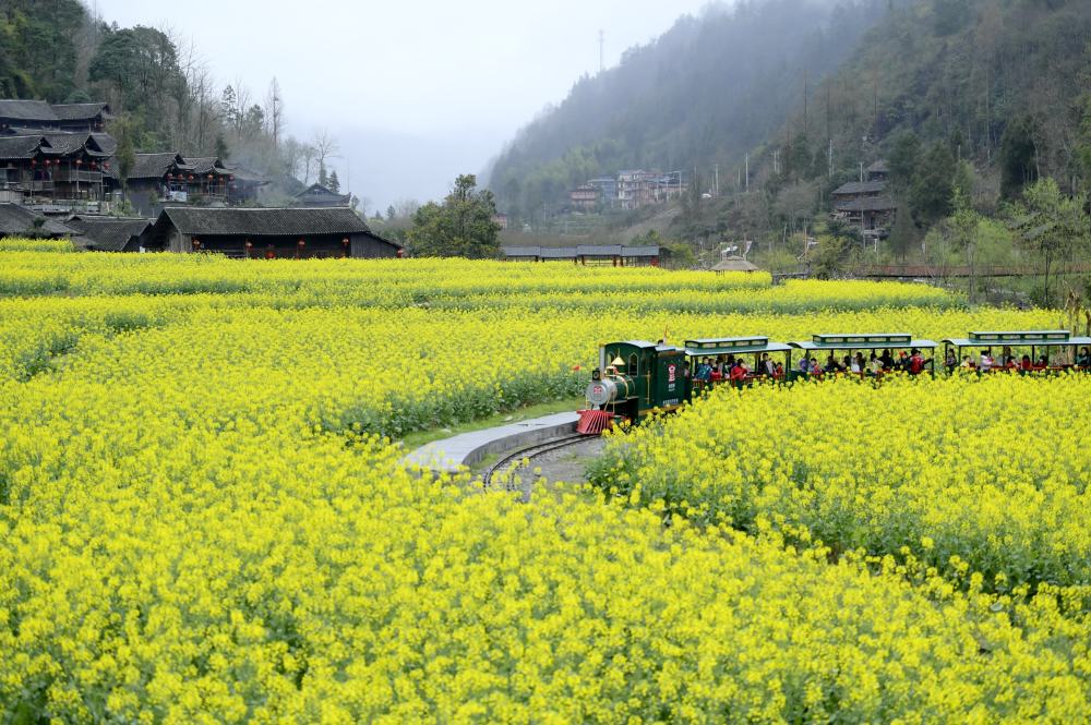 社会吊脚楼古寨春满园