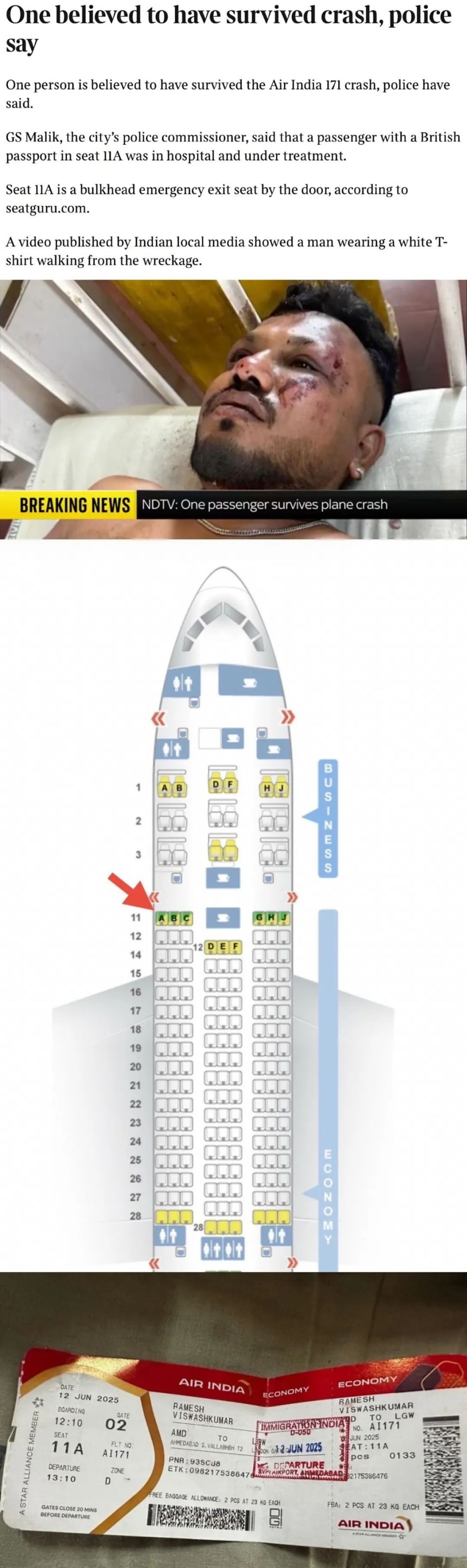 印度飞机失事，或因驾驶员犯下低级错误，242名乘客，仅1人生还！-腾讯新闻