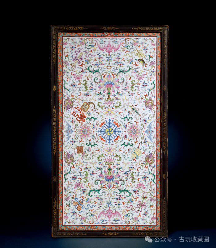 清乾隆 洋彩福寿绵长暗八仙纹瓷板