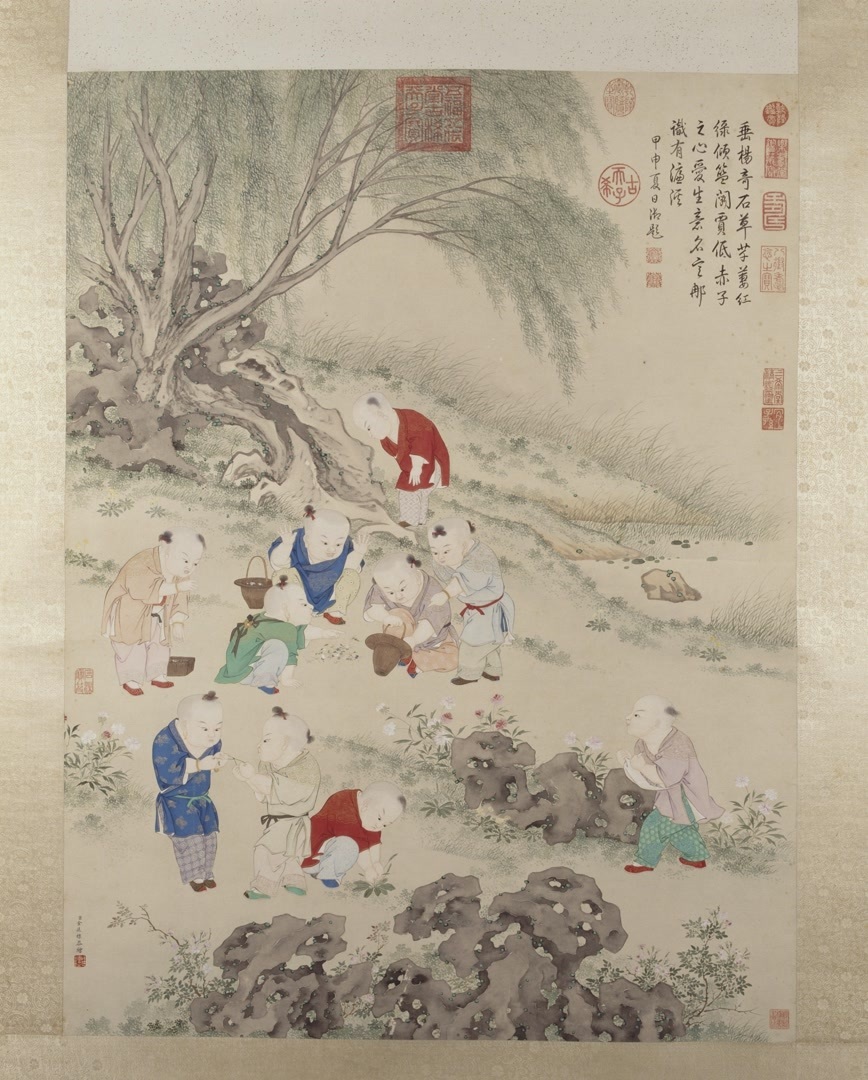 婴戏丹青里 童真破卷来