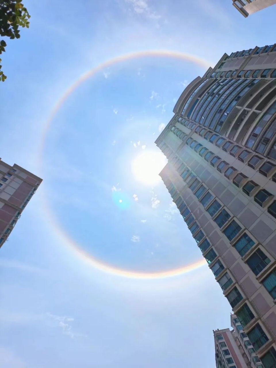 海口上空出现日晕奇观