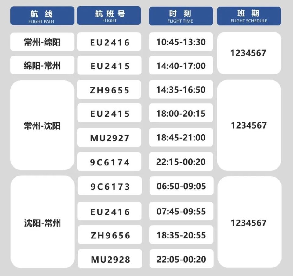 7月26日起 常州机场开通一条新航