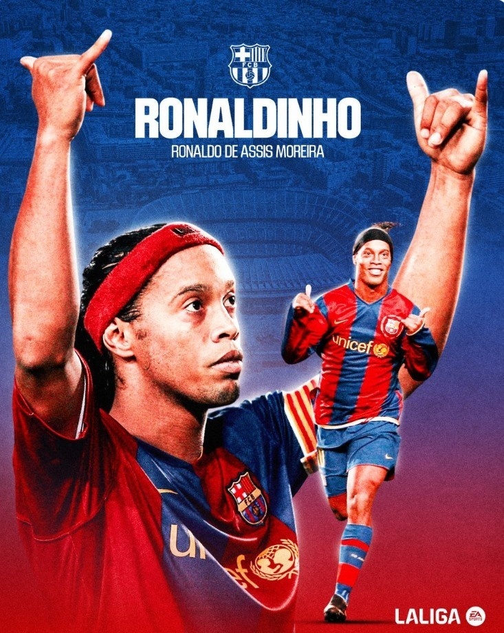 今天是巴西传奇球星罗纳尔迪尼奥44岁生日,西甲官方也晒出海报为这位