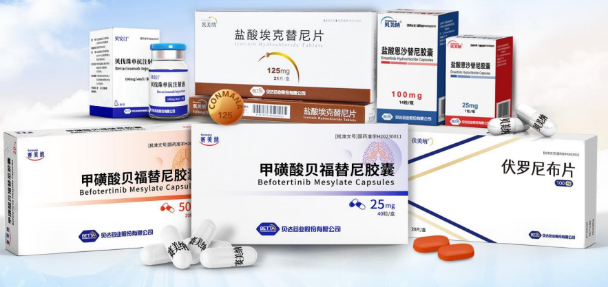 贝达药业已有五款药物上市,包括四款小分子新药,除伏罗尼布片(伏美纳)